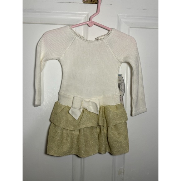 Koala Baby Party Holiday  Girls Size 9m Gold Cream Long Sleeve Winter Dress - Picture 1 of 7